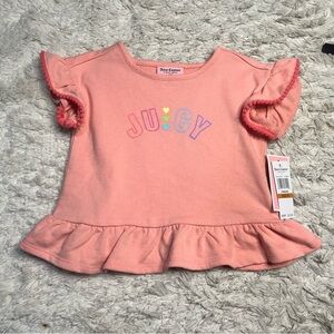 NEW Juicy Sweatshirt Ruffle Hem Short Sleeve Toddler Top 3t
